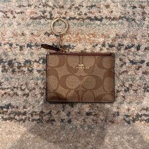 Coach Tan Leather Card Holder with Keychain